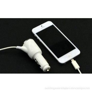 5.1volt 2100ma Apple Lightning Car Charger With Iphone5 Cable Connector